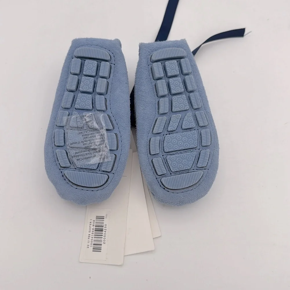 Janie and Jack -NWT boys Light Blue Suede Driving slip on Moccasins shoes 18-24m